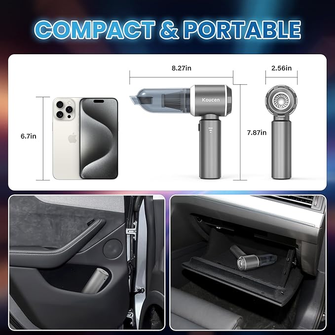 4-in-1 Car Vacuum Portable Cordless & Dust Buster, 20000pa High Power Handheld Vacuum Cordless Rechargeable, Mini Vacuums wit