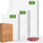 [2025 Upgraded]Moretoes Vacuum Sealer Bags, 30 Gallon 11"x 16"and 70 Quart 8"x 12"and 50Pint 6"x 10"Food Saver Bags BPA Free,