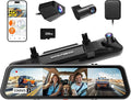 WOLFBOX G900 Tripro Cabin Version 3 Channel 4K Rear View Mirror Camera,8MP STARVIS IMX678 Night Vision,4K+1080P+2.5K Front In