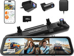 WOLFBOX G900 Tripro Cabin Version 3 Channel 4K Rear View Mirror Camera,8MP STARVIS IMX678 Night Vision,4K+1080P+2.5K Front In