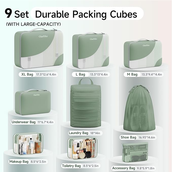 11 Set / 9 Set Packing Cubes for Travel,Gifts for Women Mom Kids,TSA Approved Bags for Makeup, Cosmetic, Toiletry, Organizers