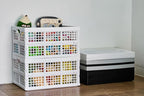 Aebeky 3-Pack Plastic Collapsible Storage Crates-30L,Foldable Plastic Crates for Storage (White)
