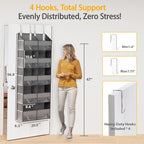 Over The Door Organizer with 5 Shelves, 9 Compartments + 10 Side Pockets, 90+ lbs Weight Capacity, Heavy-Duty Behind the Door