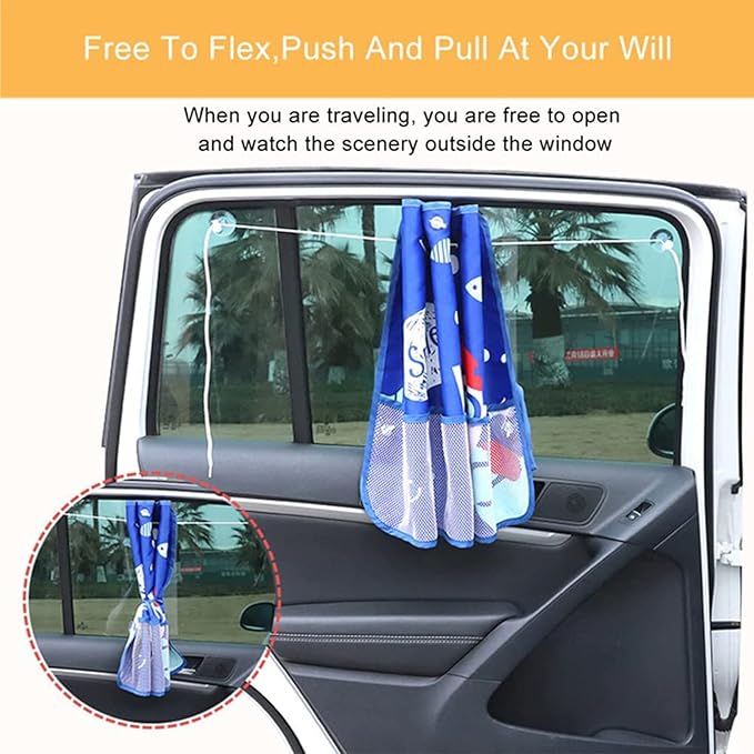 Car Sun Shade for Baby Kids Children 2 Pack Car Side Window Curtain Protector Protects from Sun Glare Heat Blocks UV Rays Glare Car Interior Sun Blocker Blind (Night)
