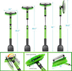 43.3'' Snow Shovel & Snow Brush with Ice Scrapers for Car Windshield,5-in-1 Extendable Thicken Aluminum Tube,180° Pivoting Brush Head & Foam Grip for Christmas, Cars, Trucks, SUVs, Vehicle（Green