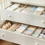Drawer Organizer Set 4 Pack - Foldable 11" Fabric Storage Bins with Zipper Bottom for Underwear Socks Bras Baby Clothes - Clo
