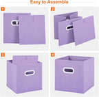 Stero Fabric Storage Bins 6 Pack Fun Colored Durable Storage Cubes with Plastic Handles Foldable Cube Baskets for Home, Kids 