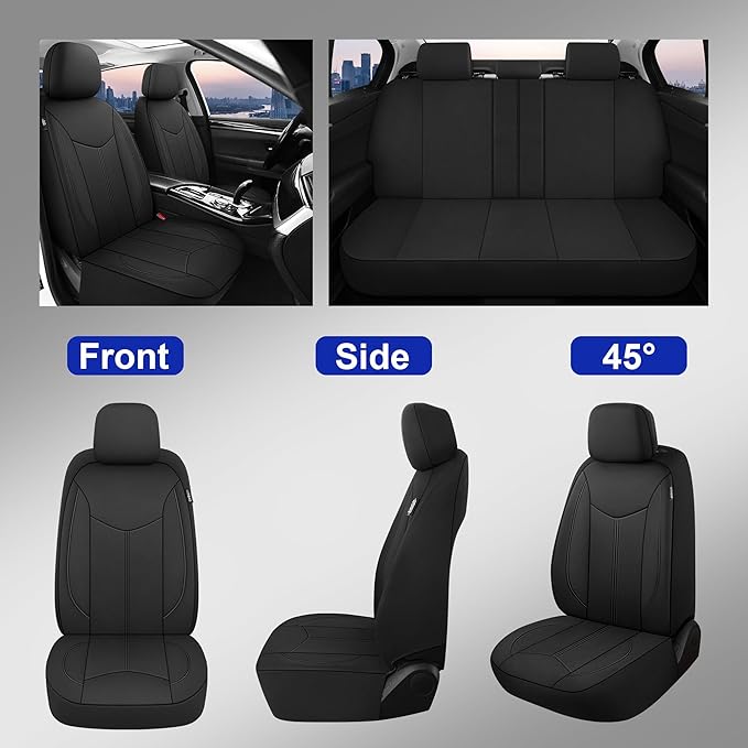 CAROMOP Waterproof Car Seat Cover Full Seats, Neoprene Seat Covers for Cars,Split Bench Compatible Car Interior Covers, Unive
