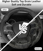 Belinous Leather Steering Wheel Cover Lace Up, Hand-Stitch on Wrap, Steering Wrap Compatible with Ford 2015-2020 F-150/2017-2021 F-250 F-350 F-450 F-550/2020-2021 F-600/2021 F-650 F-750 (Black)