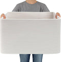 JMvicyroam Woven Blanket Basket,65L Large Storage Bin for Blankets Toys Clothes,Decorative Rope Basket for Living Room Bedroo