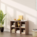 OSCHF 6-Cube Storage Shelf Bookcase - Wooden 3-Tier Floor Standing Open Bookshelf for Home and Office, Cuby Orgainzer, Walnut