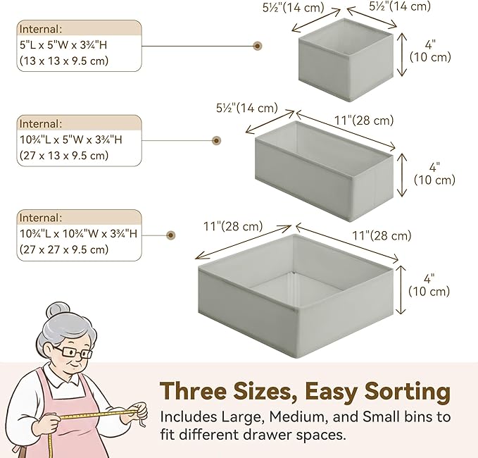 GRANNY SAYS Drawer Organizer Clothes, 12 Pack Dresser Organizer Bins for Nursery, Closet Organization and Storage Dividers fo