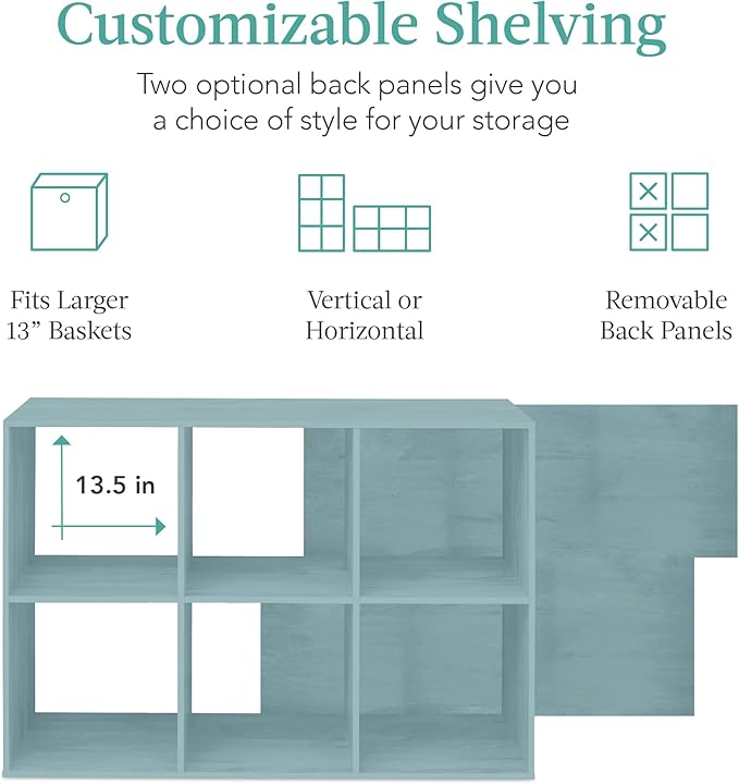 Best Choice Products Kids Bookcase 6-Cube Storage Organizer, 13.5in Shelf Opening, Bookshelf, Toy Storage, Customizable w/ 3 