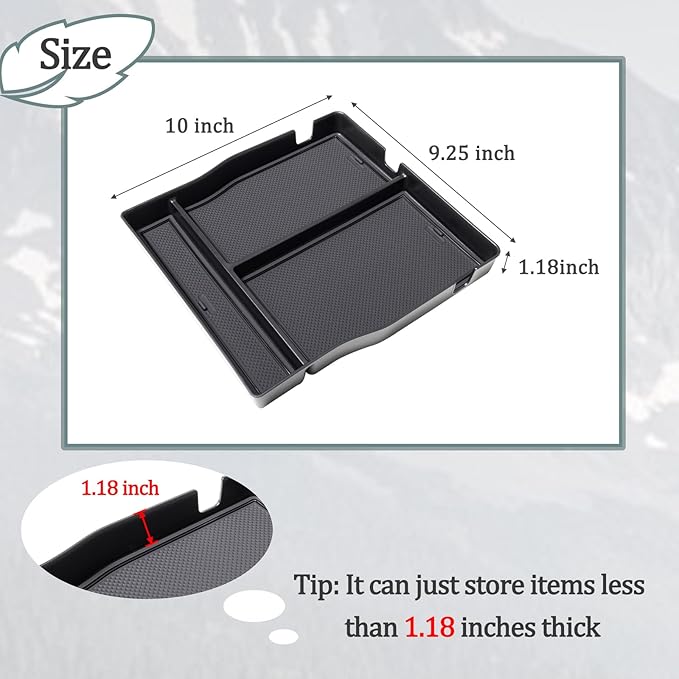 JDMCAR Front Center Seat Organizer Compatible with 2015-2024 2025 Ford F150 Accessories, 2017-2025 F250 F350 F450 with 40/20/40 Jump Seat,Storage Box with Non-Slip Silicone Mat(Jump Seat Only)