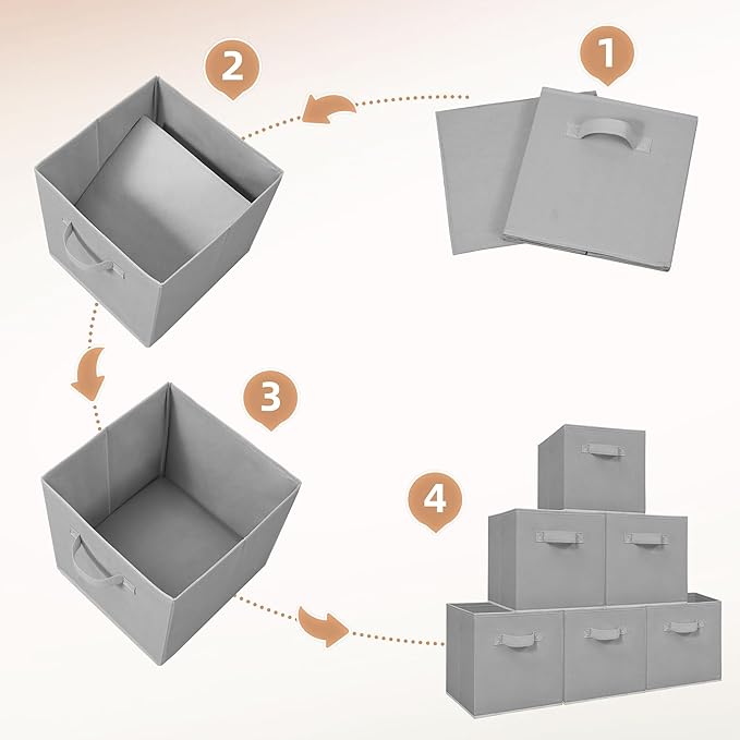Storage Cubes - STORAGE MANIAC, 11 Inch Collapsible Storage Bins with Handles, 6 Pack Fabric Foldable Bins for Organization, 
