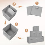 STORAGE MANIAC Storage Cubes, 11 Inch Collapsible Storage Bins with Handles, 4 Pack Fabric Foldable Bins for Organization, Du