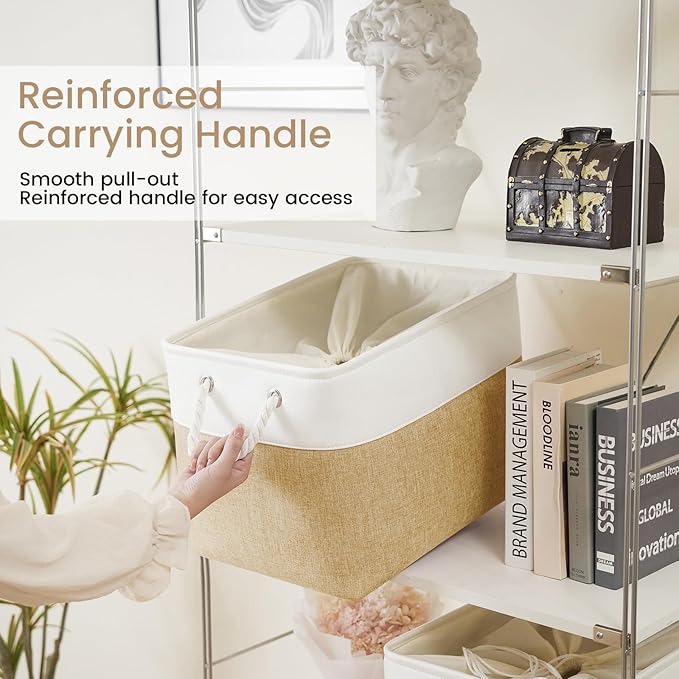 Large Storage Baskets- 16x12x12 inch Storage Bins for Shelves and Closet Organizing, Foldable Fabric Bin for Home Organizatio