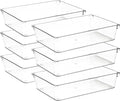 6 Pack Drawer Organizer - 6" X 9" Clear Acrylic Storage Bins with Non-Slip Pads, Versatile Desk Tray for Makeup, Jewelry, Kit