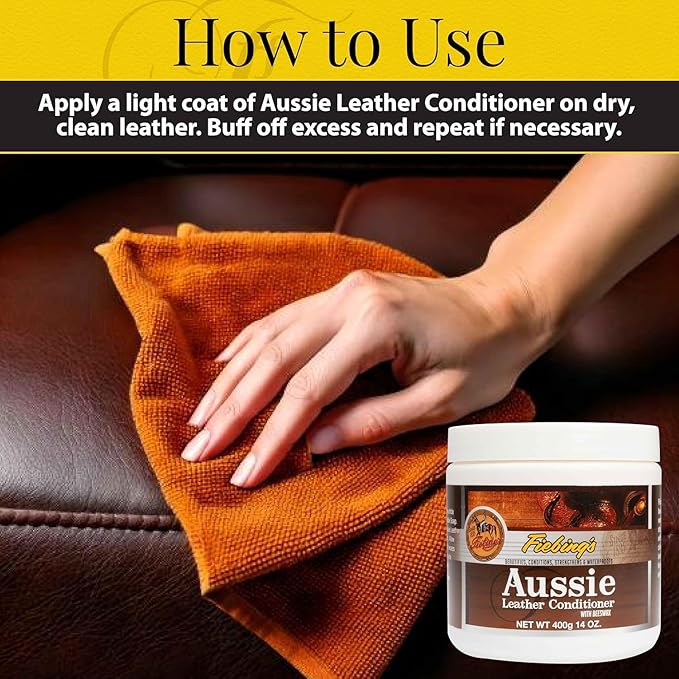 Fiebing's Aussie Leather Conditioner 2-Pack (14 oz) - Contains Beeswax to Withstand Hot Conditions - Preserve, Moisturize, St