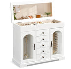 Miratino Jewelry Box for Women Girls, Wooden Jewelry Organizer Box with Mirror, 5 Layer Jewelry Storage Case Display for Neck