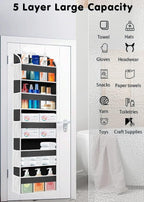 TAHAVICE 1 Pack Over The Door Organizer Storage, Hanging Organizer Closet with 5 Large Pockets 10 Mesh Pockets, 44 lbs Weight