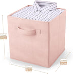 MaidMAX Fabric Storage Bins 10.5×10.5×11, Foldable Cloth Cube Storage Bins for Home Bedroom Closet Drawers Organizer, Pink, S