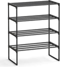 SONGMICS Shoe Rack, 4-Tier Shoe Organizer, Metal Storage Shelf, Upright or Upside Down, for 10-15 Pairs, Stackable, for Entry