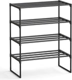 SONGMICS Shoe Rack, 4-Tier Shoe Organizer, Metal Storage Shelf, Upright or Upside Down, for 10-15 Pairs, Stackable, for Entry