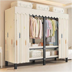 Portable Foldable Wardrobe Closet with Cover, 1200lbs Garment Rack for Hanging Clothes, Enclosed Coat Storage Organizer with 