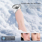 3-in-1 Ice Roller for Face & Eyes – Cooling Facial Roller, Pore Cleansing Tool with 2 Silicone Brushes, Stainless Steel Roller for Puffiness & Pores (Pink)