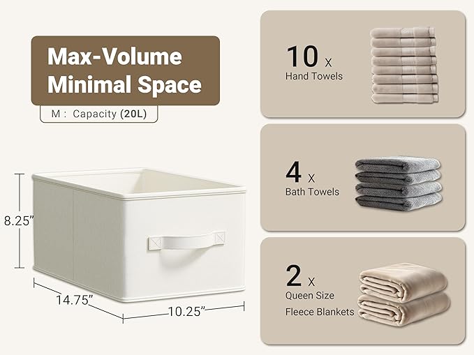 LayerSpace Fabric Storage Bins | Closet Bin Shelf Organizer Shelf Basket | Collapsible Linen Closet Organizer Storage Cube | 