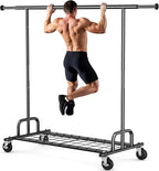 HOKEEPER Clothes Rack Collapsible Clothing Garment Rack Capacity 525LBS Clothing Racks on Wheels Heavy Duty Rolling Clothes R