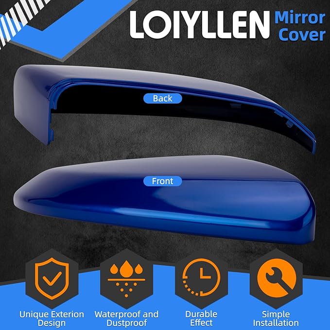 Passenger Side Mirror Cover Replacement for Honda Civic 2016-2021, Insight 2019-2021 - Right Side Mirror Covers, Rear View Mirrors Cap Dazzling Blue