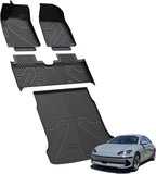 LASFIT Floor Mats & Cargo Mats Fits for Hyundai Ioniq 6 2025 2024 2023, All Weather TPE Custom Fit Floor Liners for 1st and 2nd Rows Car Mats & Trunk Mats, Black