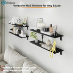Floating Shelf Board for Wall 5/8" – No Brackets – 36" L x 10" W x 0.6" T Black Melamine Wood Floating Shelves for Bathroom, 