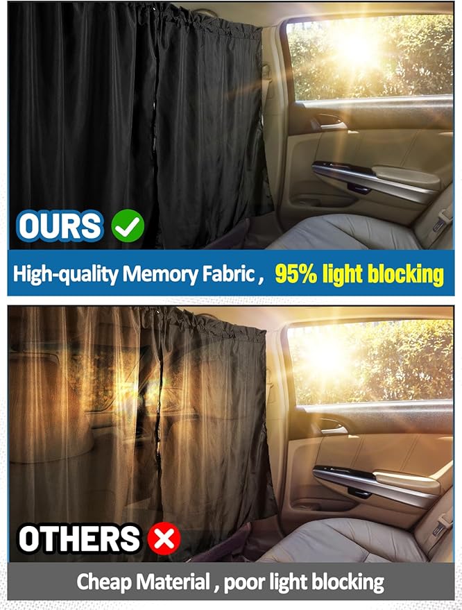 PAMASE Car Divider Curtain - Wide Car Privacy Blackout Shades with Storage Bag for Baby Nap, Removable Sedan SUV Van Sunshade Covers Screen for Car Camping Sleeping Accessories