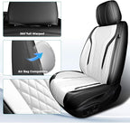 Leather Car Seat Covers Full Set, Breathable Faux Leather Seat Covers for Cars SUV Sedan Waterproof Blackwhite