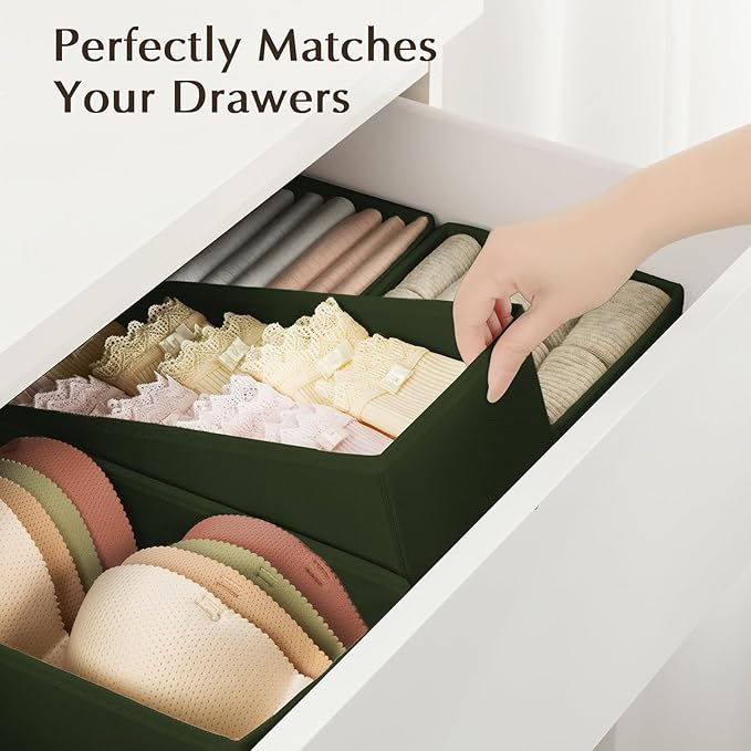 DIMJ Drawer Organizers Clothes, Set of 8 Dresser Organizer Bins, Fabric Closet Organizers and Storage, Shallow Drawer Divider