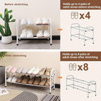 Gonfoam 2-Tier Expandable Shoe Rack,Adjustable Shoe Shelf Storage Organizer Heavy Duty Metal Free Standing Shoe Rack for Entr