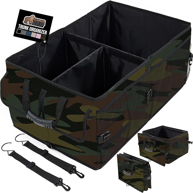 GORILLA GRIP Large Capacity Sturdy Trunk Storage Organizer, Slip and Water Resistant Collapsible Organization Container for