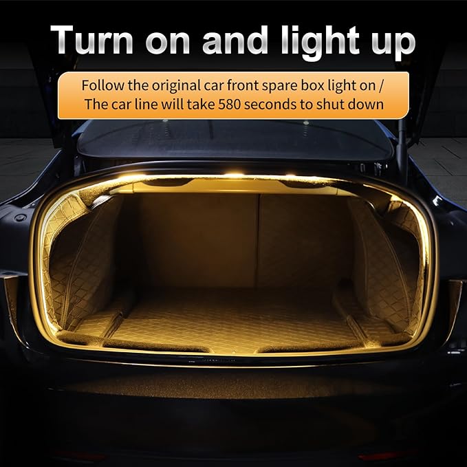 Trunk LED Light Strip for Tesla Model 3 2024 2025 2026 - Waterproof & Easy Installation Interior Lighting Bar with Flexible Silicone, Trunk Ambient Lighting Accessories (DC 15V, Warm White)