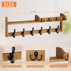 Coat Rack Wall Mount with Shelf, 27.5" Entryway Wall Hanging Shelf, Coat and Key Hanger with 10 Dual Hooks, Mail Organizer an