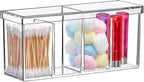 Amazing Abby - Qutie - Acrylic 4-Compartment Makeup Organizer with Lid, Clear Plastic Bathroom Vanity Organizer, Great for Co