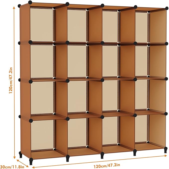 HOMIDEC Cube Storage Organizer 16-Cube Storage Shelf, Closet Organizer for Garment Racks, Closet Organizers and Storage with 