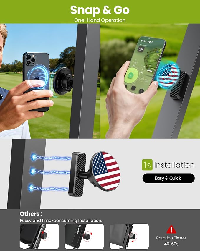 Magnetic Golf Cart Phone Holder, Golf Accessories Gifts for Men Dad Husband Unique, 360° Rotation US Flag Phone Mount for Golf Cart, Birthday Golf Gifts for Men Him Boyfriend, 2026 Golfers Must Haves