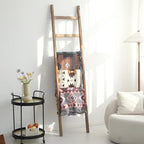 FUIN 6.4ft Extra Wide Wooden Blanket Ladder Living Room Decorative Wal Leaning Farmhouse Quilt Display Holder Rustic Wood Tow