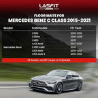 LASFIT Floor Mats for Mercedes Benz C Class 2021 2020 2015-2019 C300 / C400 / C350e / C43 AMG / C63 AMG / C63 AMG S (Fit Sedan Only), All Weather TPE Floor Liners for C Class 1st & 2nd Row Mats
