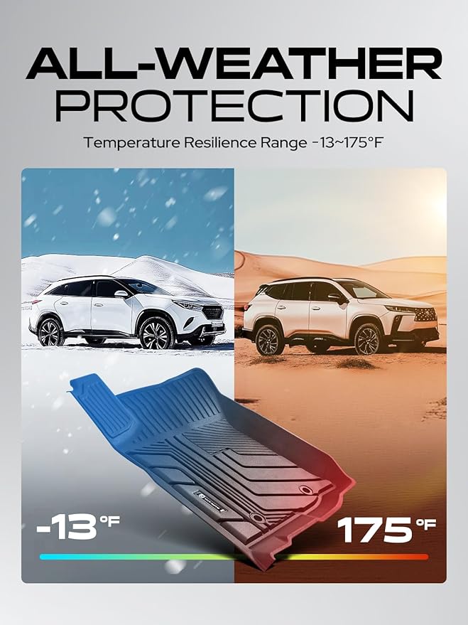 YHTAUTO Floor Mats Fit 2016-2023 Toyota Tacoma (Double Only for Automatic), TPE Floor Liners All-Weather Protection Custom Fit, 1st & 2nd Row, Set of 3 Black