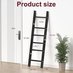 HONEST OUTFITTERS Blanket Ladders for The Living Room, 6-Tier Blanket Holder, Wall-Leaning Blanket Rack, Ladder Shelves, Wood