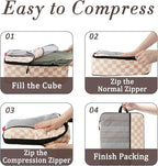 U+U 6 Set Compression Packing Cubes - Ultralight Travel Organizers with Laundry Bag, Space-Saving Suitcase Organizer for Trav